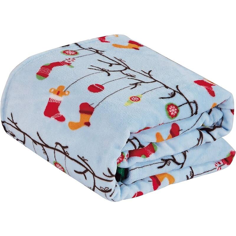 Velvet Touch Holiday Throw Fleece Blanket (50" x 60") Ornaments